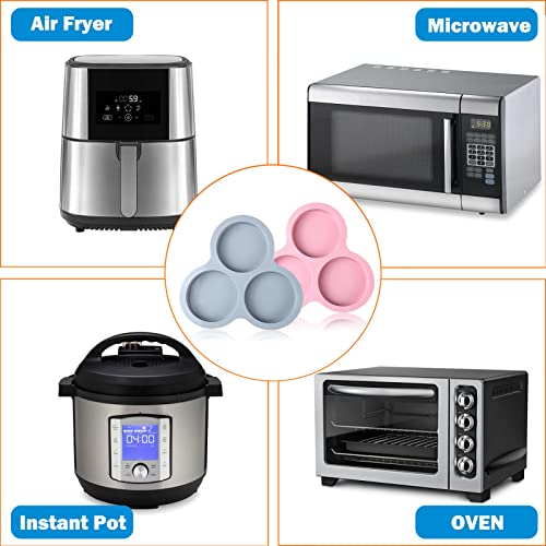 Xangnier Silicone Egg Pan,2 Pcs Reusable Egg Mold,Non-Stick Baking Pan,3 Cavity Silicone Muffin Pans For Baking,Hamburger Bun Pan,Air Fryer Accessories #TOP7