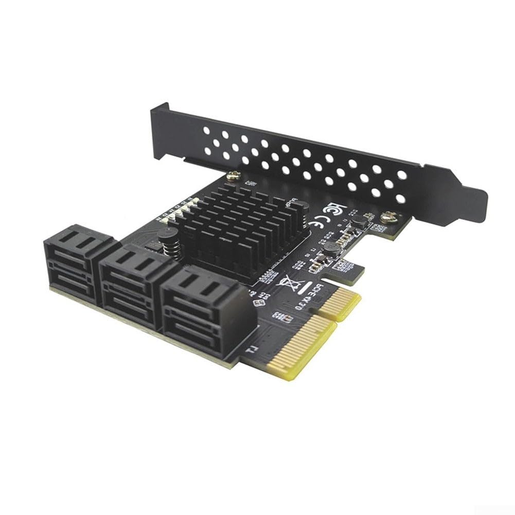 ASMedia ASM1166 - Scheda di espansione PCI-E con 6 porte SATA3.0, supporta 4 slot x 8 x 16 per Windows per sistemi Linux Synology, controller di interfaccia SSD per disco rigido senza driver
