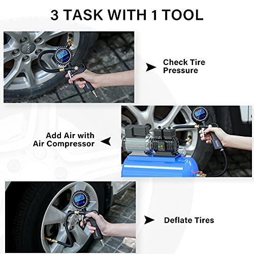 Avid Power Digital Tire Pressure Gauge, Tire Inflator With Pressure Gauge 200Psi, Heavy Duty Air Chuck, Quick Connect Coupler For Air Compressor, Highly Accurate, Pressure Gauge With Deflator #TOP4