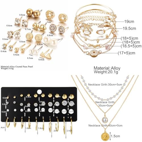 73 Pcs Gold Plated Jewelry Set For Women With Gold Necklace,Bracelet And Anklet,Stud Hoop Earrings Set Costume Jewelry Friendship Gifts3