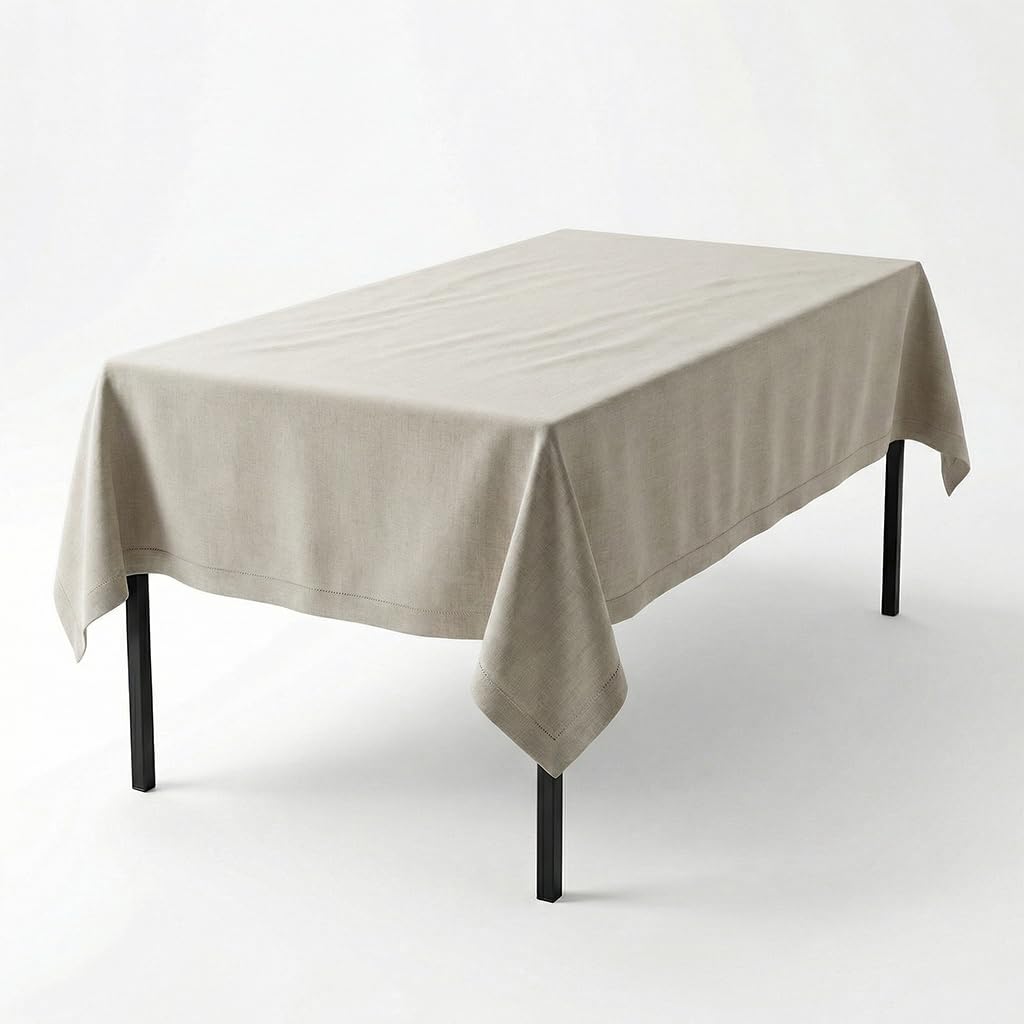 Tovaglia In Cotone Beige Con Nappe E Pizzo – YIZHI – Perfetta Per Tavola, Feste E Banchetti (140x180 Cm) - 3