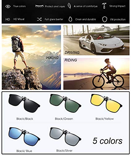 Image of Polarized Clip-on Sunglasses Anti-Glare UV Protection Driving Sun Glasses Over Prescription Glasses
