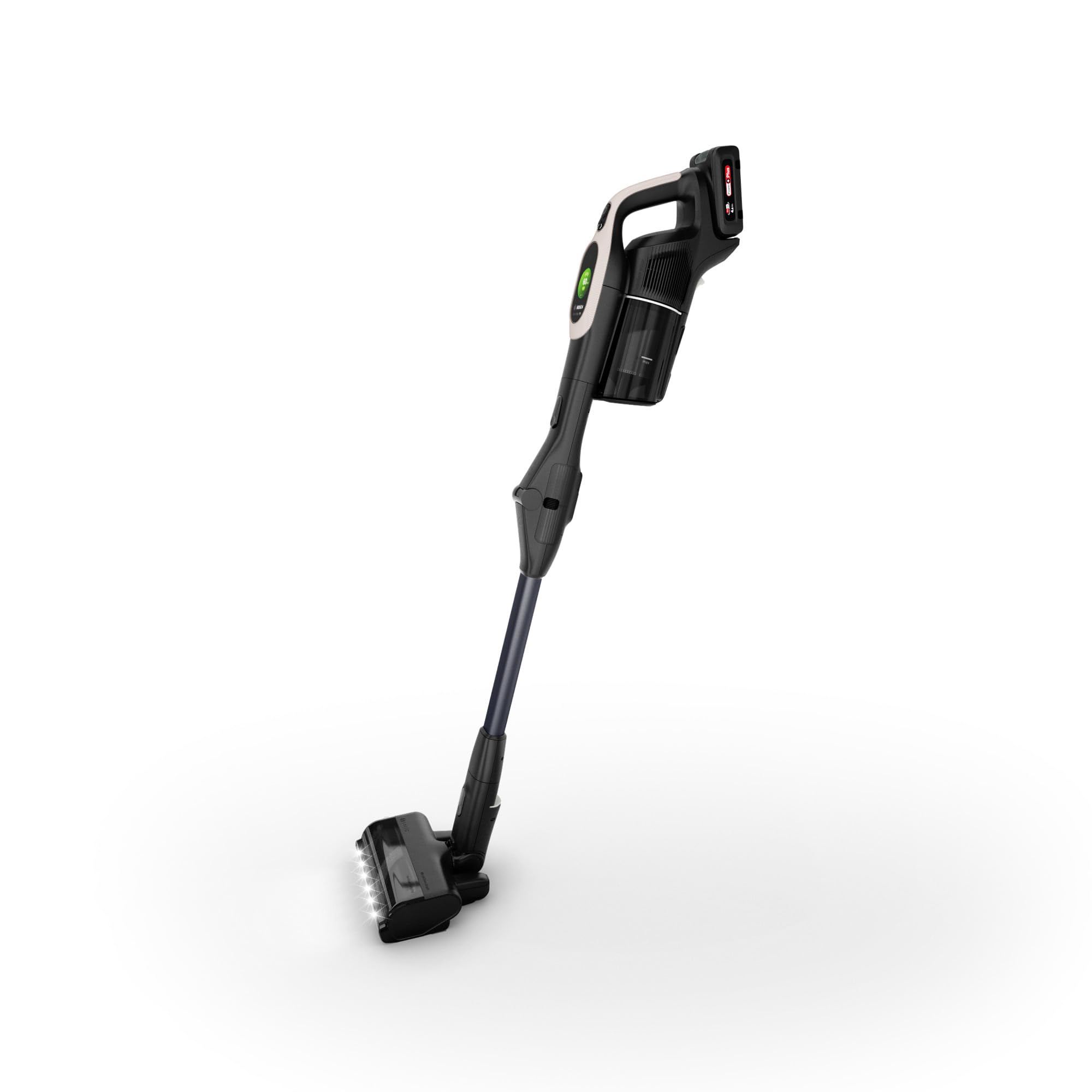 Bosch Unlimited 10 BKS104RHF, Scopa Elettrica Ricaricabile, Batteria Ricaricabile da 4,0 Ah, Tecnologia MicroClean, Compressore Slider, Tubo Flessibile, Luci LED, Rosa Cipria