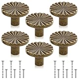 6 Pack Cabinet Knobs, Antique Brass Kitchen Cabinet Handles Cupboard Door Knobs Drawer Handle Pulls Dresser Wardrobe Knob with Screws Set for Cupboard Dresser Wardrobe Drawers Jewelry Boxes