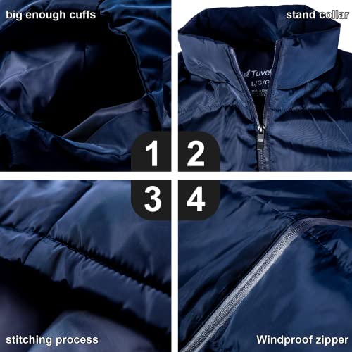 Tuveke Navy Blue Men's Puffer Vest Sleeveless Zipper Quilted Vest Sport Men's Outdoor Outerwear Puffy Vests Lightweight Big And Tall Solid Mens Down Vest Winter Warm Xxl #TOP4