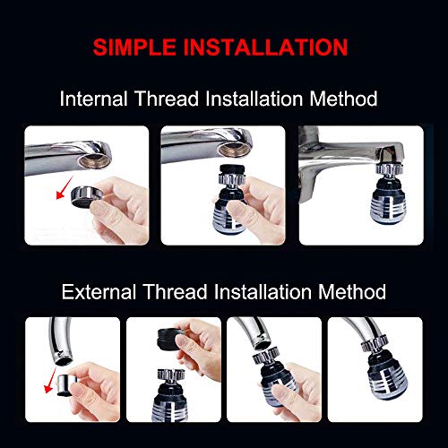 360-Degree Swivel Kitchen Sink faucet Aerator with 2 Function Swivel Sprayer for Kitchen, Bathroom Faucet (Chrome)