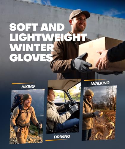 Image of Winter Gloves Men Women Made with 3M Thinsulate, Lightweight Thermal Warm Gloves for Cold Weather with Touch Screen Fingers, Water Resistant Running Gloves for Cycling, Hiking, Driving