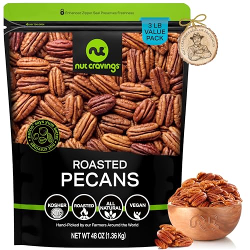 NUT CRAVINGS - Pecans Halves, Roasted &amp; Unsalted, No Shell (48oz - 3 LB)