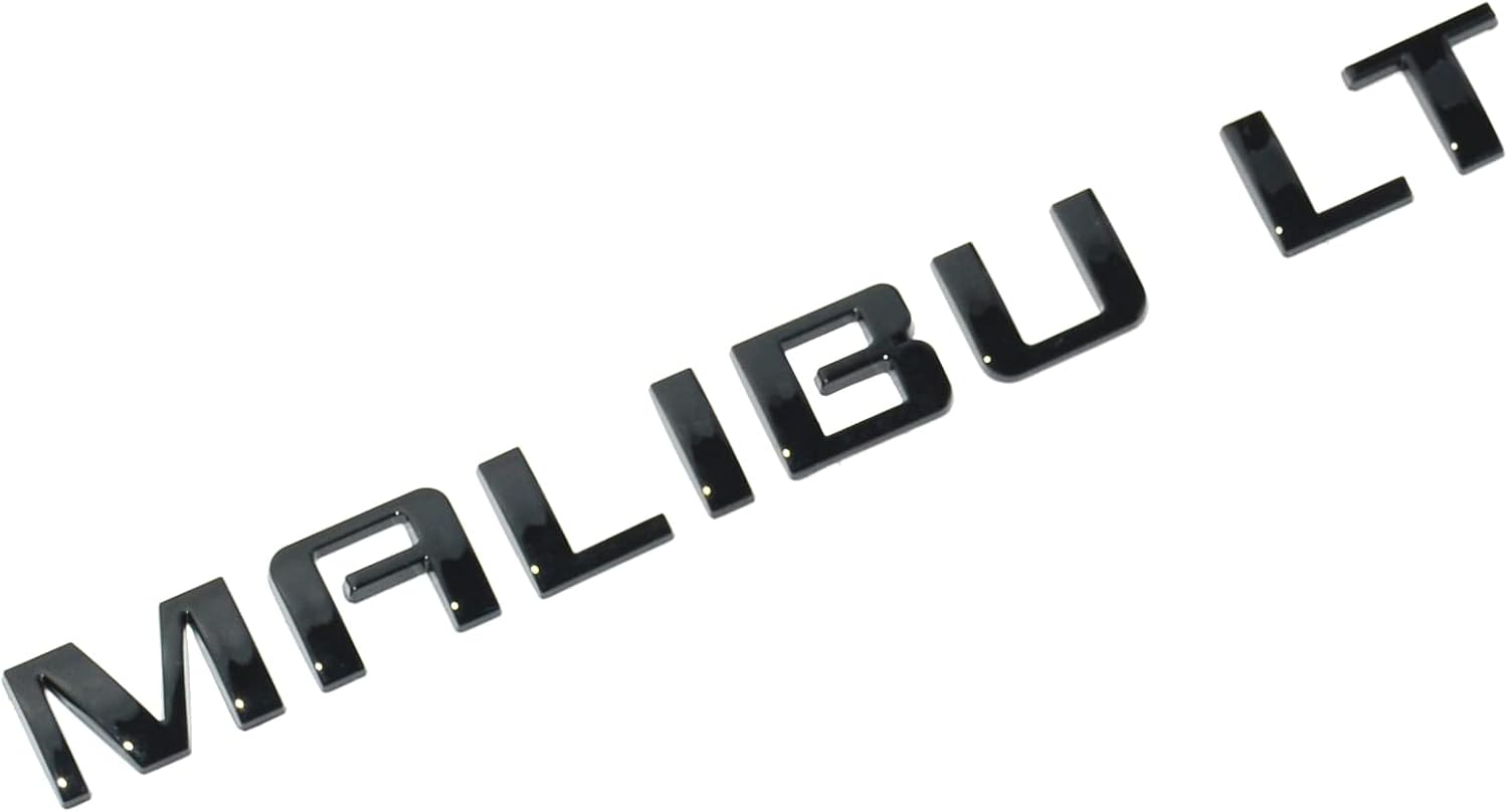 2Pc Malibu LT Emblem Rear Trunk Lid Door Letter Logo Badge Nameplate Sport Replacement for 10-15 Malibu 22842006 (Gloss Black)