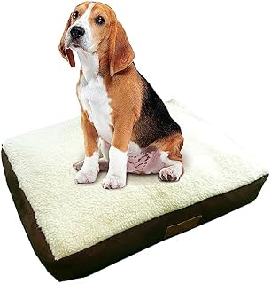 Ellie-Bo Indoor Dog Beds Soft and Washable Dog Crate Mattress Faux Suede and Sheepskin Topping Cover Polyester Fiber Filler Fit 30 Inch Cage Size M 71 x 48 x 10cm Dog Bed in Black and White