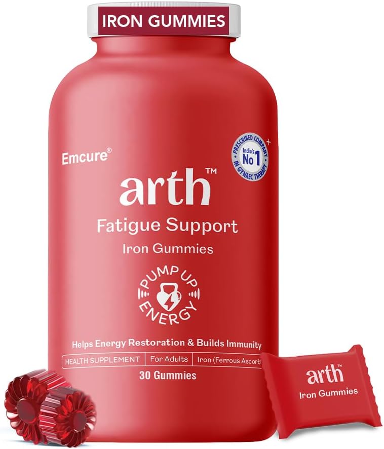 Arth Chelated Iron Supplement For Women & Men - 30 Gummies | 6X Higher Absorption | With Ferrous Ascorbate | For Haemoglobin, Anemia, Blood Building & Reduced Fatigue | Gut Friendly |Cranberry Flavour
