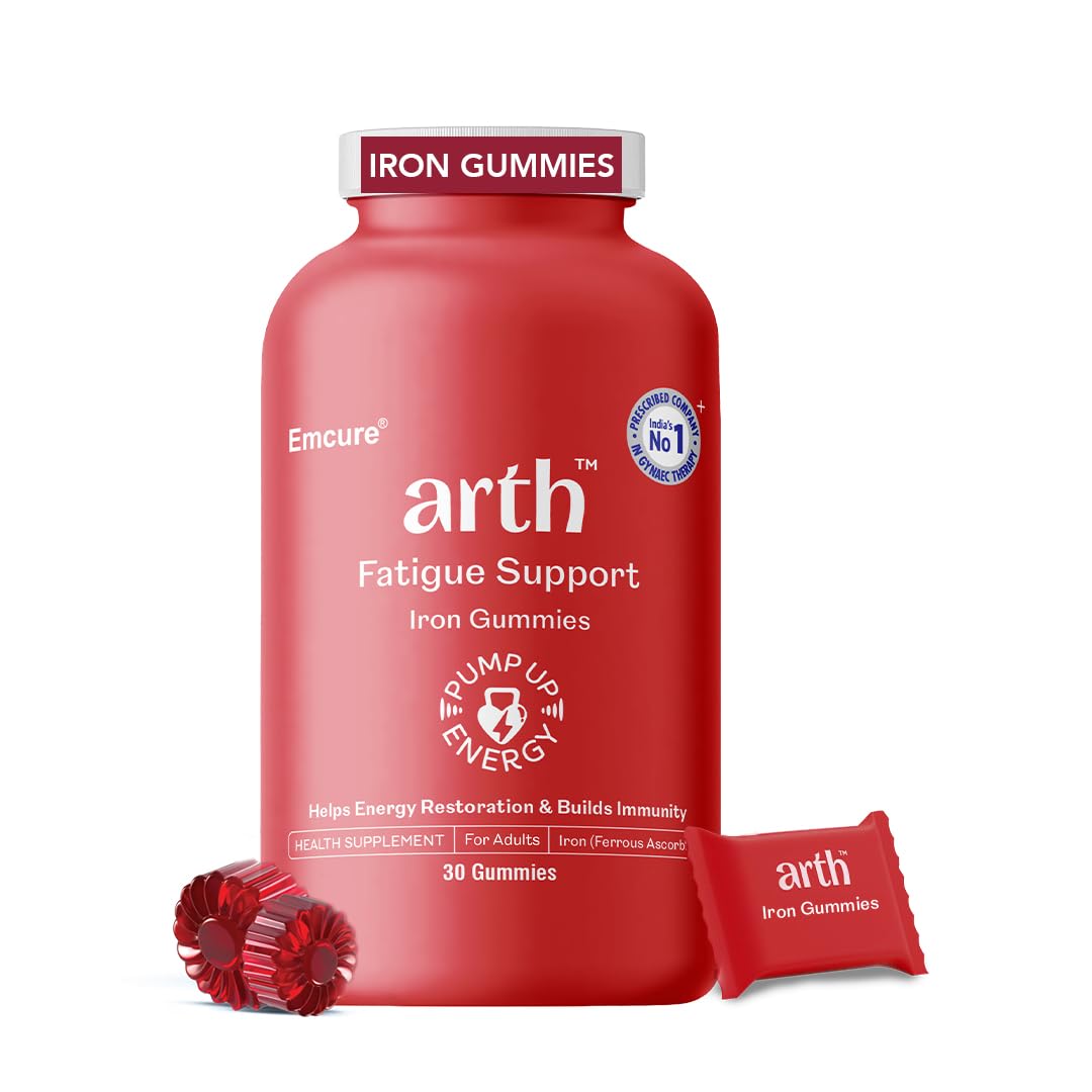 Arth Iron Gummies | 6x Higher Absorption | With Ferrous Ascorbate | Boosts Haemoglobin & Energy |Helps with Anaemia, Fatigue & Lethargy |Good for Hair, Skin and Nails, 30N