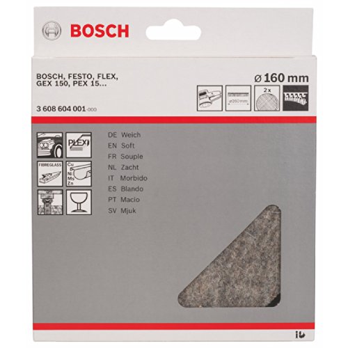 Bosch Professional Polierfilze für Exzenterschleifer (2 Stück, Ø 160 mm, weich), 3608604001