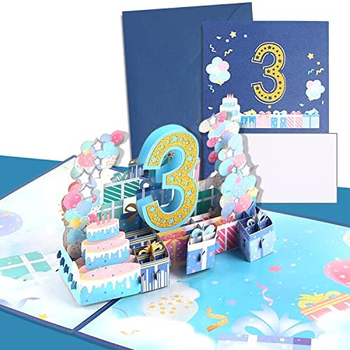 WRAPAHOLIC 3D Pop-up-Geburtstagskarte – Einhorn Mit Regenbogen & Glitzerwolken, 15 X 20 Cm, Inkl. Umschlag