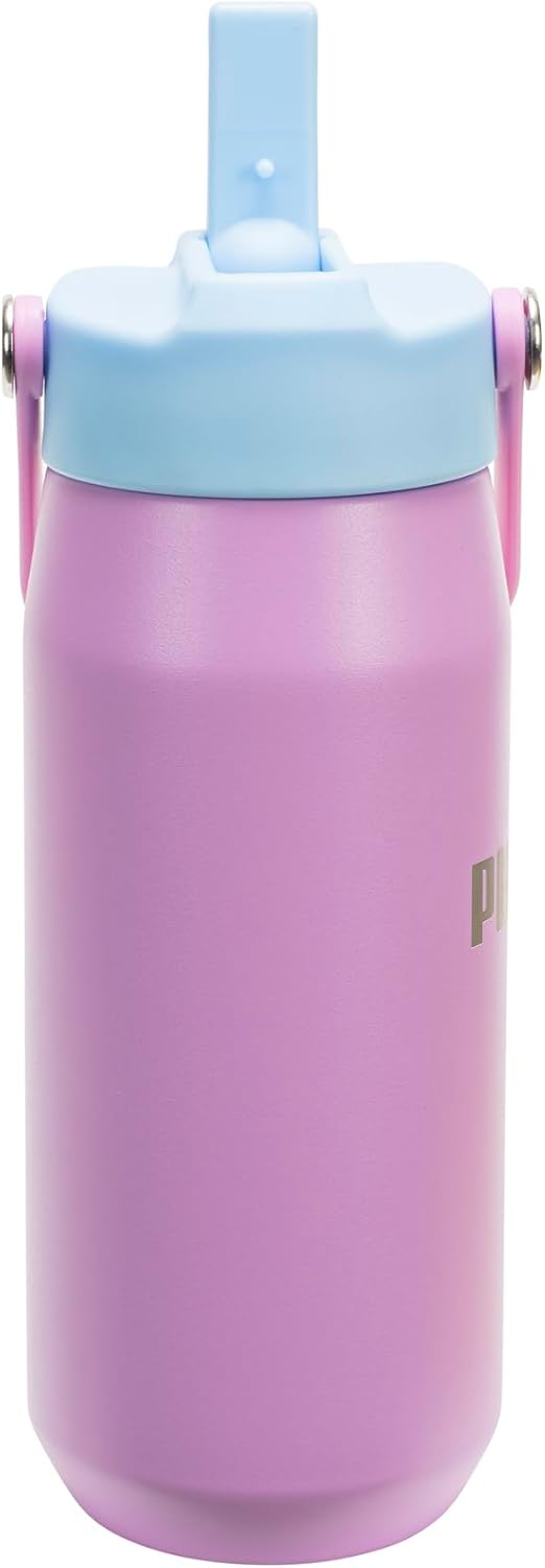 PUMA unisex-adult 18oz Insulated Stainless Steel Water Bottle With Straw & Carry Handle