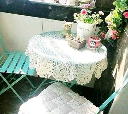 Hetao 100% Cotton Handmade Crochet Round Tablecloth Doilies Lace Table Covers,White, 27 Inch #TOP2