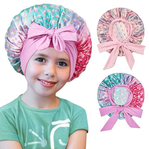 CHarmeFleur Mädchen Satin Seiden Schlafhauben 2er-Set