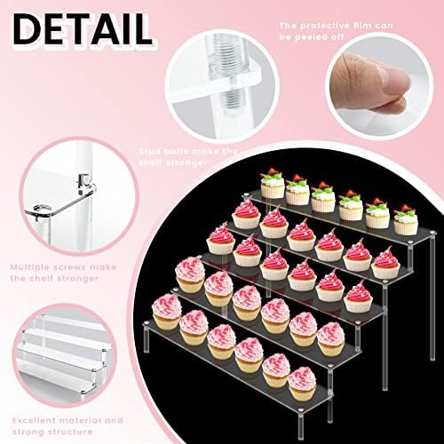 Giyiprpi 5 Tier Acrylic Stands for Display, Clear Display Stand Risers Shelf for Cupcakes Perfumes Figurines, Tabletop Cupcake Stand for Decorating & Organizing (15.7" x 12.6" x 9.8")