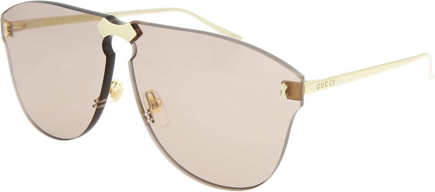Gucci 0354S 002 Gold Metal Aviator Sunglasses Light Brown Lens