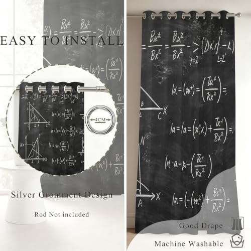 Rideaux occultants mathématiques 110x215 cm isolants à oeillets