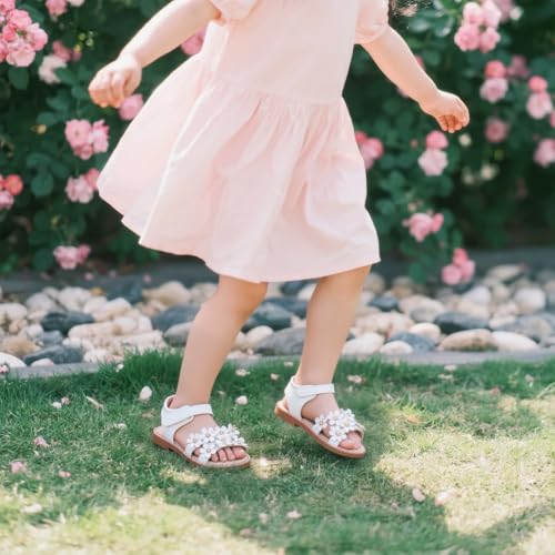 Flaryzone Girls Sandals Open Toe Summer Flats Dress Sandals Shoes Toddler/Little Kid4