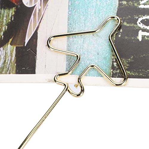 10PCS Tischnummerhalter, goldener Flugzeughalter mit süßer Karte Fotoclips Base Metal Message Clips Tischnummer steht für Party Hochzeit