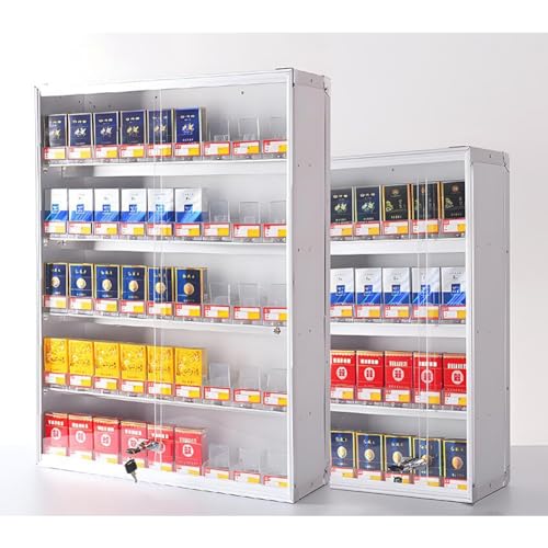 Estante para cigarrillos montado en la pared con cerradura antirrobo para seguridad de tiendas