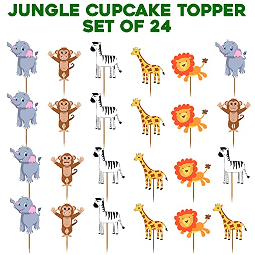 Image of Party Propz Animal Cake Topper - 24Pcs Jungle Theme Cake Topper For Kids Baby - Cup Cake Topper Decoration, Cupcake Toppers Forest Pick, Jungle Theme Birthday Decoration, Animal Theme