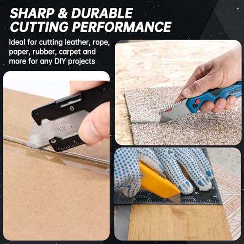 Image of Utility Knife Blades for Gerber Utility Knife, 20 Pack Replacement Blades, Durable SK5 Steel Heavy Duty Box Cutter, Non-Rusting with Plastic Case, for Most Standard Utility Knives
