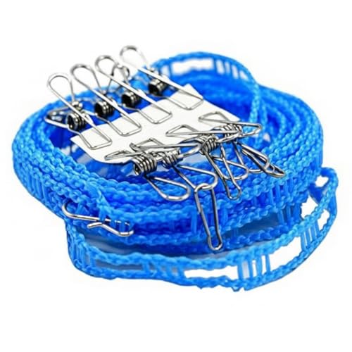Image of Hanging Rope with 8 Clips for Clothes Drying | Polyethylene Quality, 5m Lenght of 1 Set
