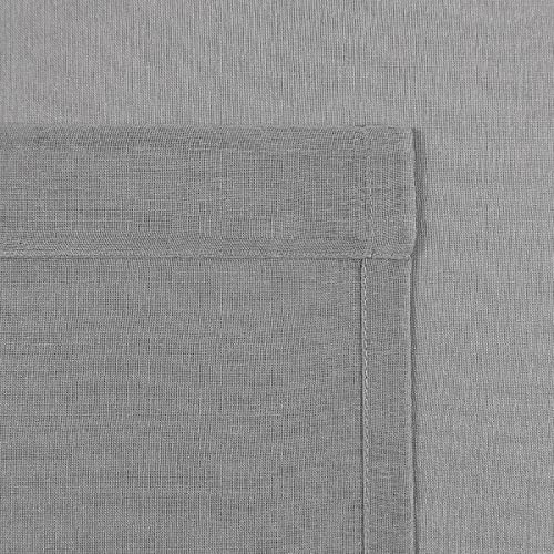 DWCN Grey Sheer Curtains Textured Semi Transparent Eyelet Top Decorative Voile Curtain for Living Bedroom 52" Wide x 63" Drop, 2 Panels - Image 4