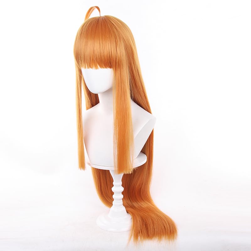 Long Straight Orange Cosplay Wig Halloween Costume Party Wig for Women - Image 4