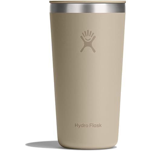 Hydro Flask All Around Tumbler Press-in Lid, Insulated Travel Mug, Stainless Steel Coffee Cup 20 Oz Oat Tan