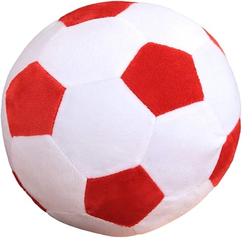 Pelotas de fútbol de felpa, almohada de felpa suave y duradera, regalo para niños y bebés (rojo - blanco, 7.8 pulgadas)