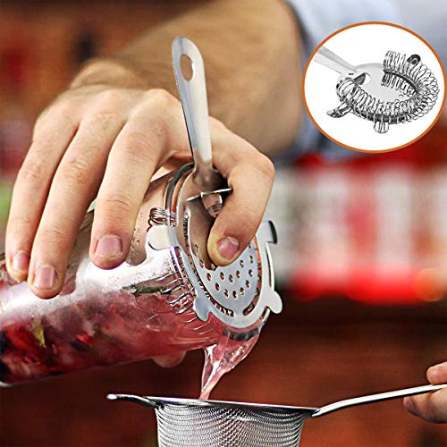 Cocktail Fijne Zeef, Jicyor 2 stuks roestvrij staal zilver voedsel conische zeef gootsteen fijne mesh zeef + 2 stuks Prong Bar Cocktail met handvat voor het filteren van cocktails Theesap - Image 4