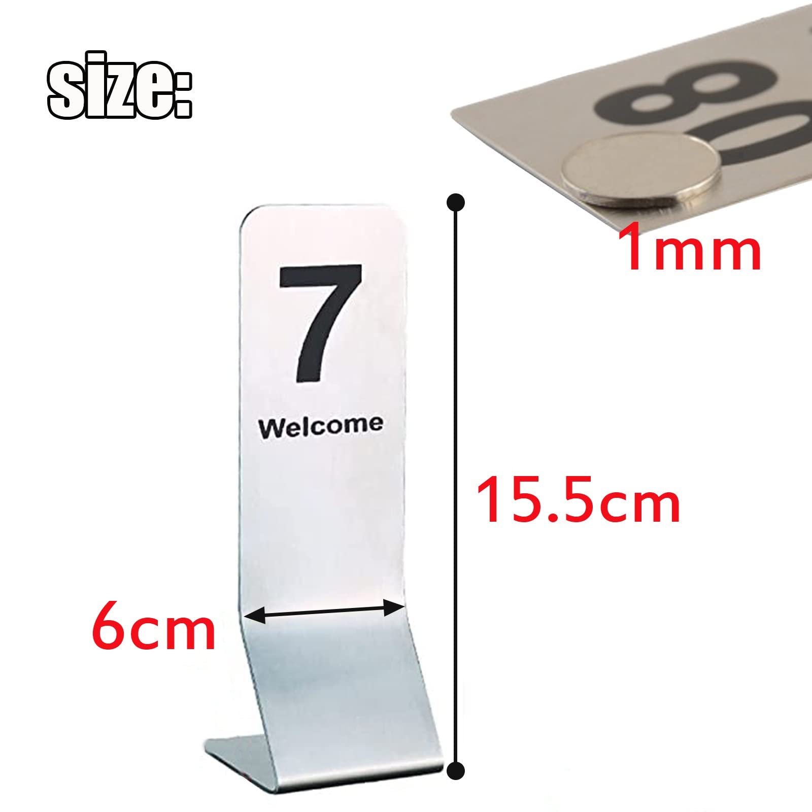Números de mesa restaurante acero inoxidable, ideales for recepciones rústicas, banquetes, cafeterías y restaurantes(50pcs)
