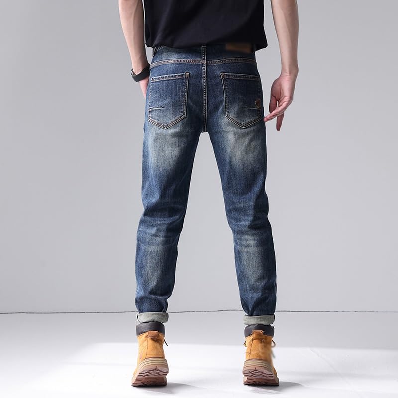Jeans are Versatile in Spring and with Elastic Fit and Straight Leg Pants(40) Blue2