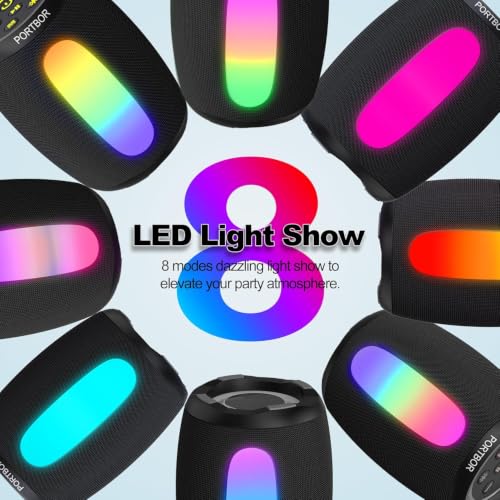 Image of Portable Bluetooth Speaker, School Supplies: Powerful Stereo Sound, 36H Playtime /IPX5 Waterproof /8 Light Modes /Wireless BT5.3 /TWS Pairing, for Outdoor /Beach /Camping /Travel /Party /Home, Birthday Gifts