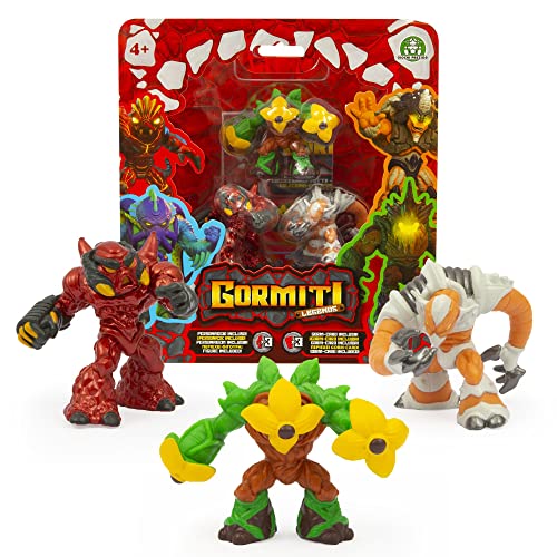 Giochi Preziosi, GORMITI LEGENDS Fiery Hammer V2, Mole e Flours, 3 Personaggi 5 cm Versione Cartoon e metallizzata, card inclusa, per bambini dai 4 anni