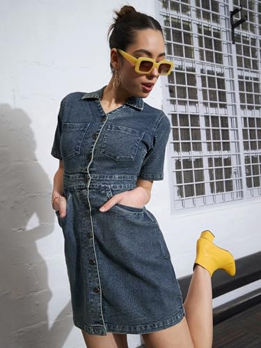 SASSAFRAS blue denim dress – image 7
