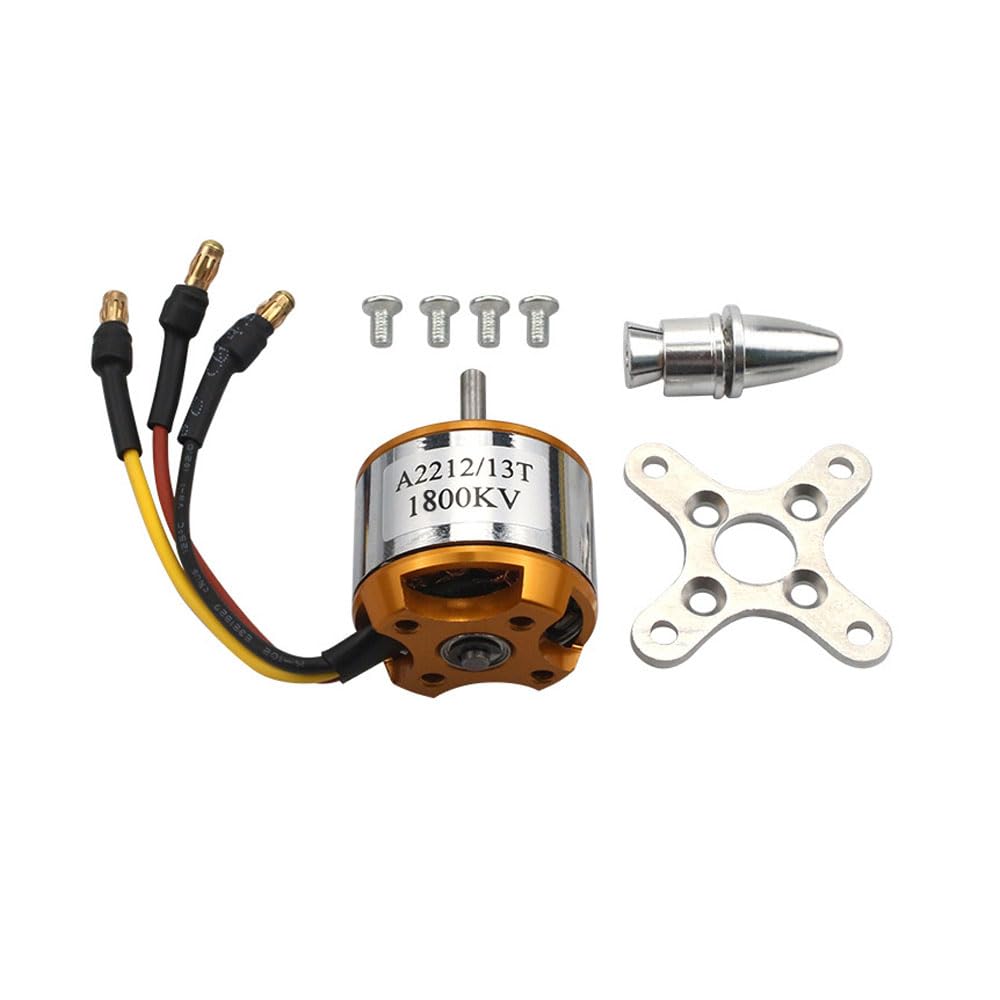 BE-TOOL 1200KV Brushless Motor, 11.1V RC Accessories Kit Metal Outrunner Brushless Motor with Cross and Screw for RC Aircraft Plane Glider Quadcopter Helicopter Copter Multi-Copter