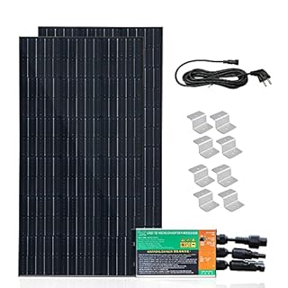 XINPUGUANG Centrale elettrica da balcone 200w presa completa, 2 x 100w pannello solare fotovoltaico monocristallino, 300 watt inverter, plug & play, mini impianto solare (200)