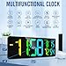 TXL 17.2'' Bluetooth Large Digital Wall Clock, LED Large Display Timer with RGB Ambient Lights,Temperature/Humidity, Remote Control, Adjustable Brightness for Home, Office, Classroom