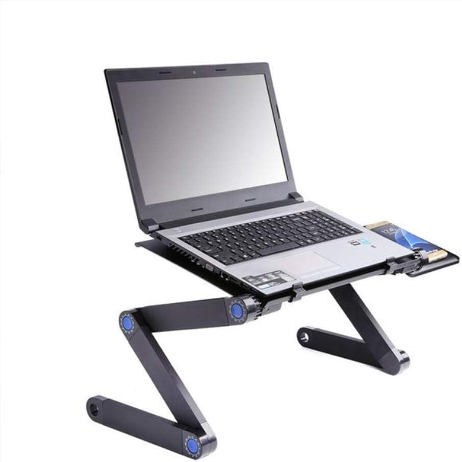 Laptop Desk Foldable PC Desk Aluminum Alloy Panel & 5V Fan Cooling Stand Foldable Legs Laptop Holder with Mouse Platform for Bed Sofa Table Carpet Meadow
