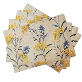Floral Placemats Set of 4 Vintage Floral Summer Flowers Yellow Placemats for Kitchen Table Linen Pla
