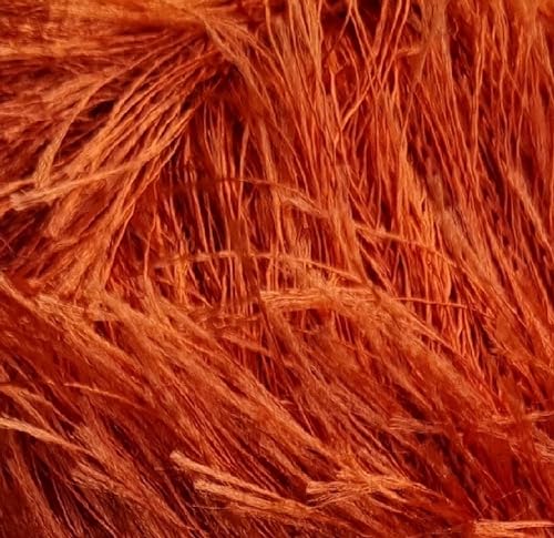 Image of Eyelash Fun Fur Yarn Premium 100% Polyester 164 Yds (150 Mt), 3.53 Oz (100 Gr) Colorful Crochet Yarn Dıy Hand Knitting. (Cooper, 3 Skein)