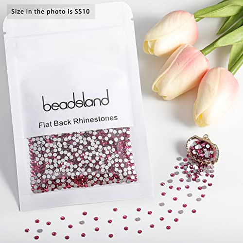 Image of Beadsland 2880pcs Flat Back Crystal Rhinestones Round Gems for Nail Art and Craft Glue Fix,Rose,SS10,2.7-2.9mm