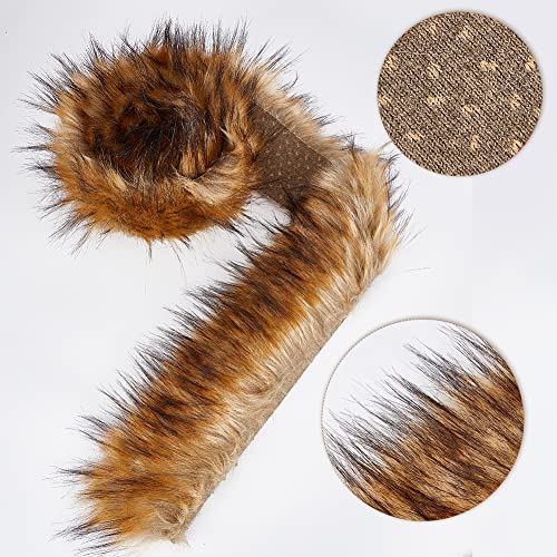 GORGECRAFT 7x180cm Faux Fur Trim Ribbon Brown Classic Hood Trim Fox Fur Fabric Artificial Stripe Precut Fluffy Plush for Women Hood Wrist Cuffs Replacement Warmer Cozy Winter Decoration DIY Craft - Image 4