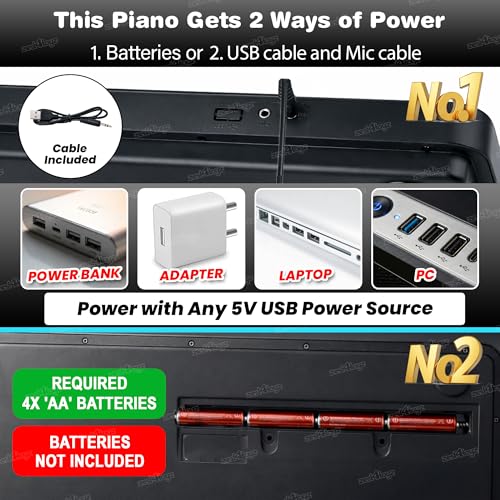 Image of Zest 4 Toyz 37 Key Piano Keyboard for Kids Piano with Mic & Song Recording Musical Instruments for Kids Multi-Function Portable Piano Musical Toys for Boys & Girls - Black