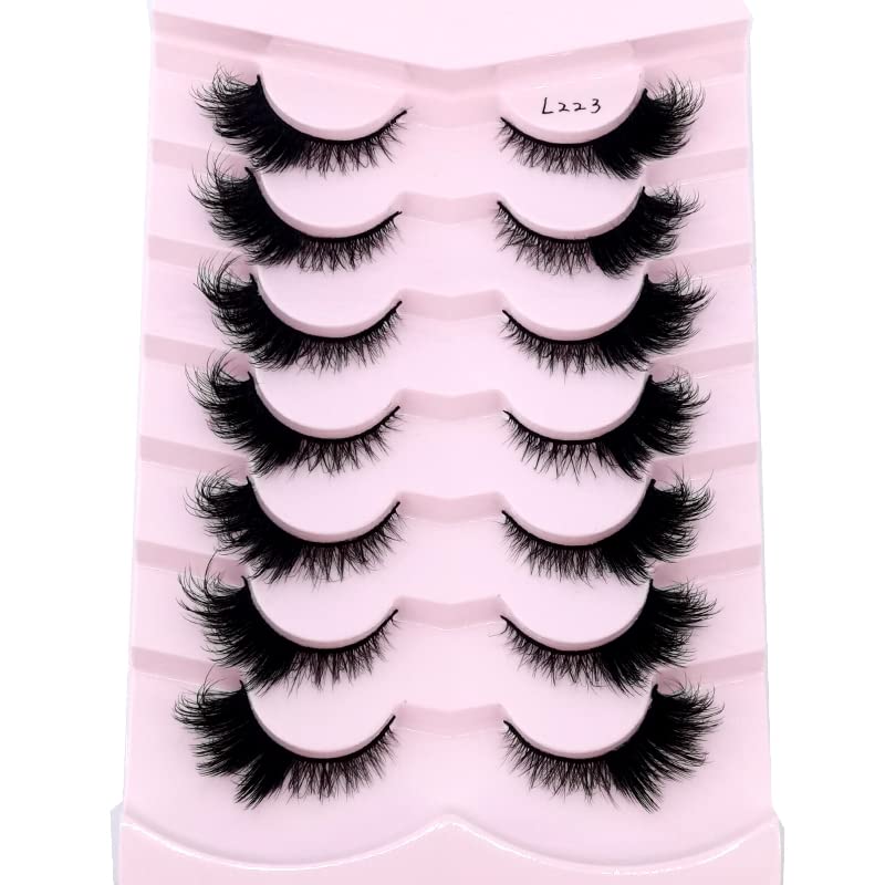 HBZGTLAD 7 pares de pestañas de 0.984 in de largo, pestañas 100% visón, pestañas postizas suaves y dramáticas, pestañas postizas gruesas disponible en Yaxa Mexico